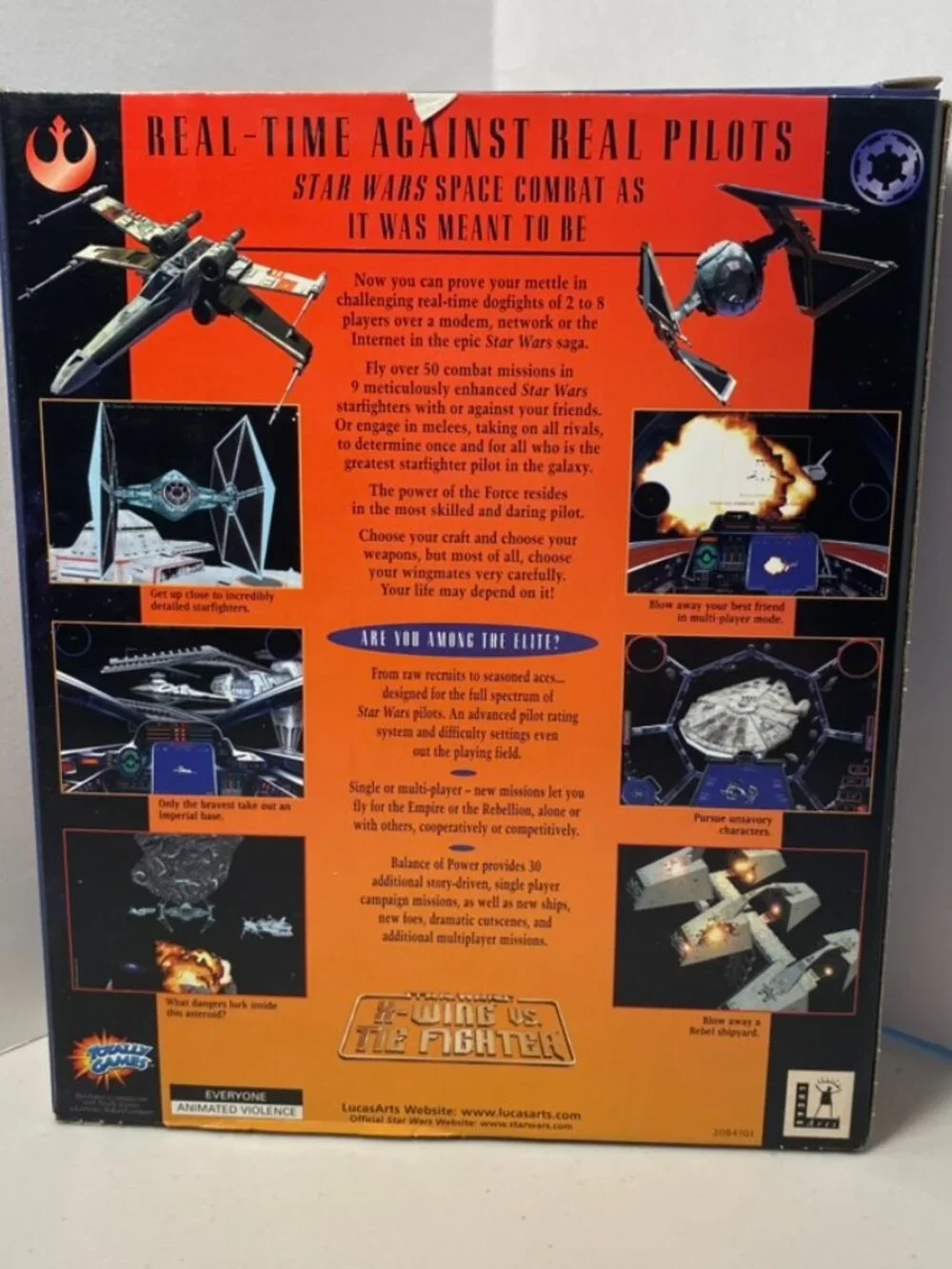 StarWars X-WING VS TIE FIGHTER Box/Docs Only + BALANCE OF POWER Disc w/Flaws